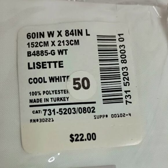 NEW Set of 2 -one rod pocket panel 60" x 84" Home Collection Lisette Cool White - Picture 3 of 4